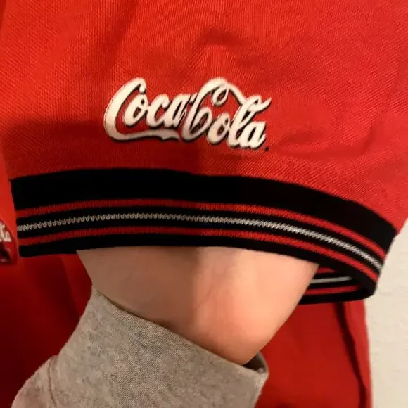2XL Coca Cola Red Polo Shirt Black Collar Large Logo Classic Soda Brand Top - Picture 5 of 9